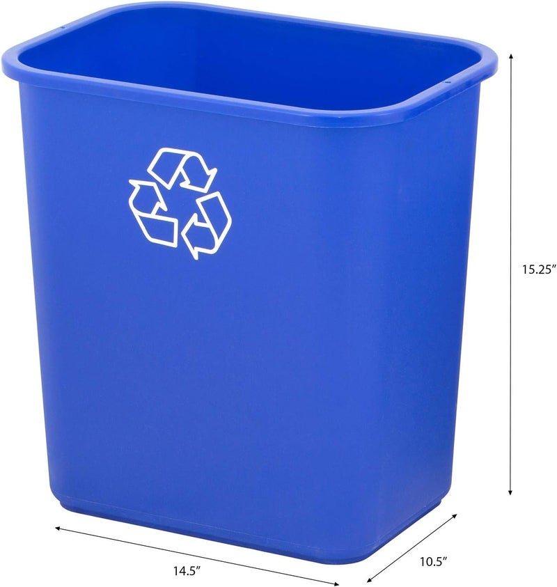 United Solutions 7 Gallon/28 Quart Efficient Recycle Wastebasket | Fits Under Desk | Small, Narrow Spaces in Commercial, Kitchen, Home Office, Dorm | Easy to Clean, 1 Pack, Blue, Model Number: WB0084 - Image 3